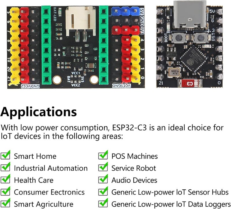 AiTrip 2 Sets ESP32-C3 MINI Development Board ESP32 Super Mini Development Board ESP32-C3 Development Board WiFi Bluetooth with Expansion Board for Arduino - Image 2